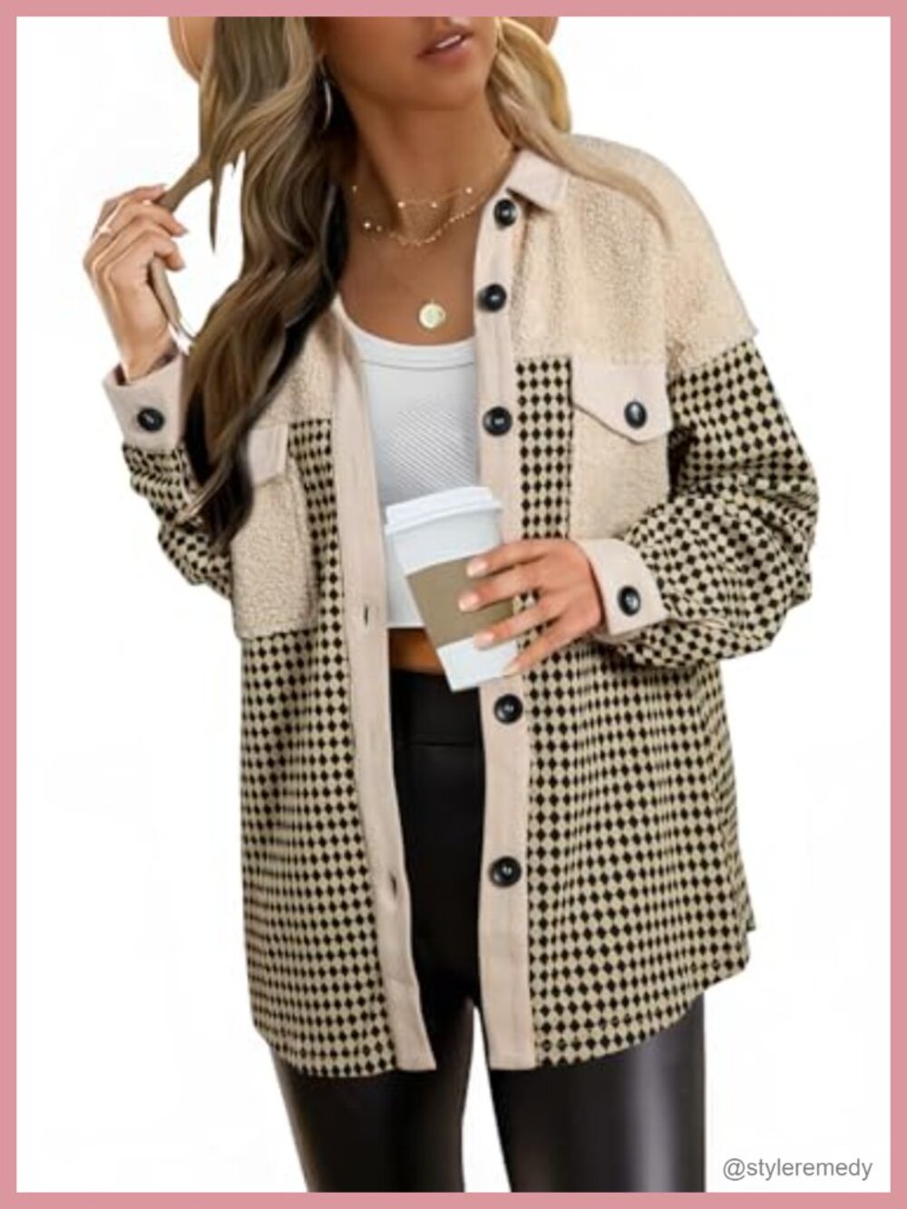 Plaid Flannel Shacket Loose Fit Button Down Shirt
